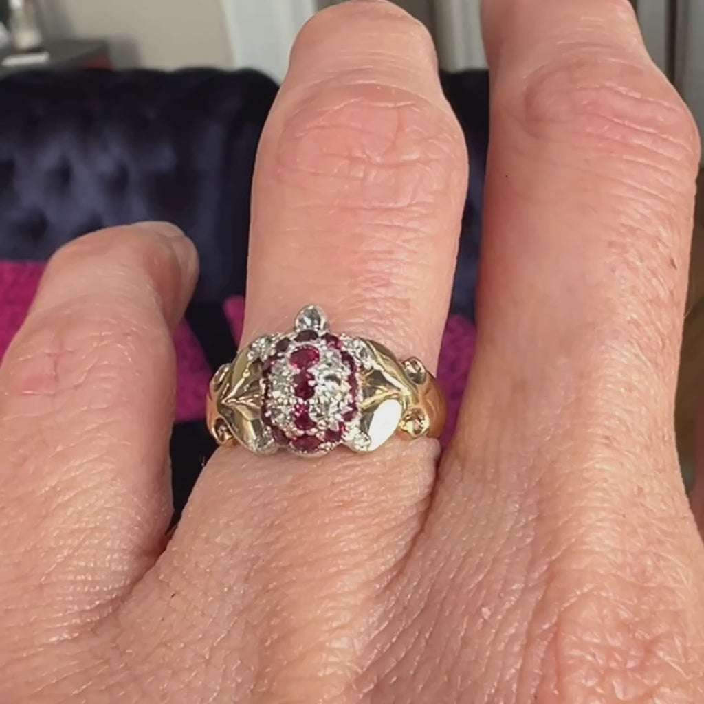 Antique Ruby & Diamond Turtle Ring sold by Doyle and Doyle an antique and vintage jewelry boutique