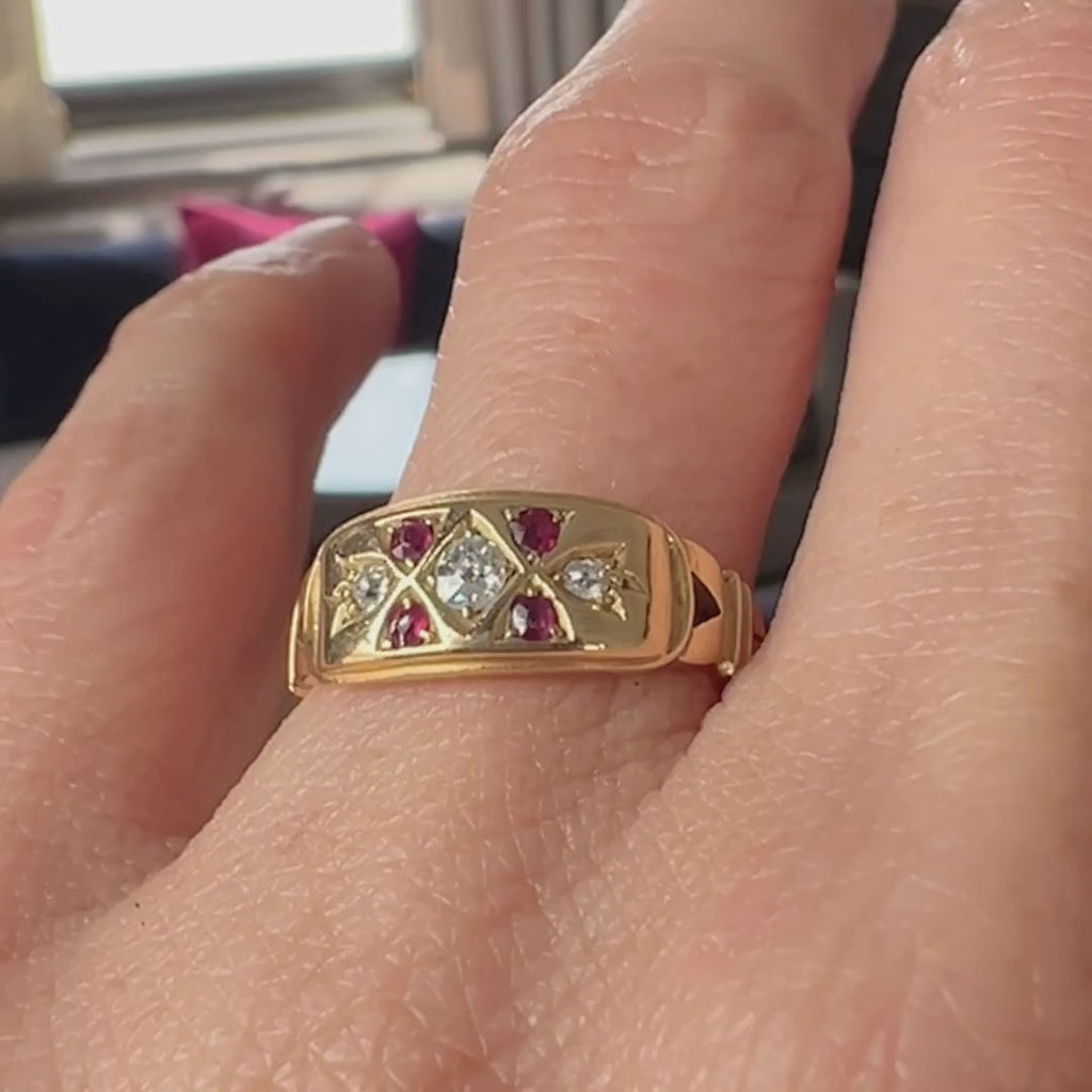 Antique Victorian Diamond & Ruby Ring sold by Doyle and Doyle an antique and vintage jewelry boutique
