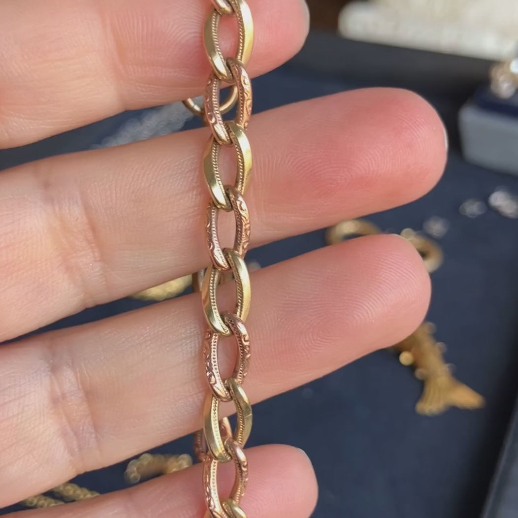 Victorian Two-toned Gold Patterned Link Chain Bracelet, from Doyle & Doyle antique and vintage jewelry boutique
