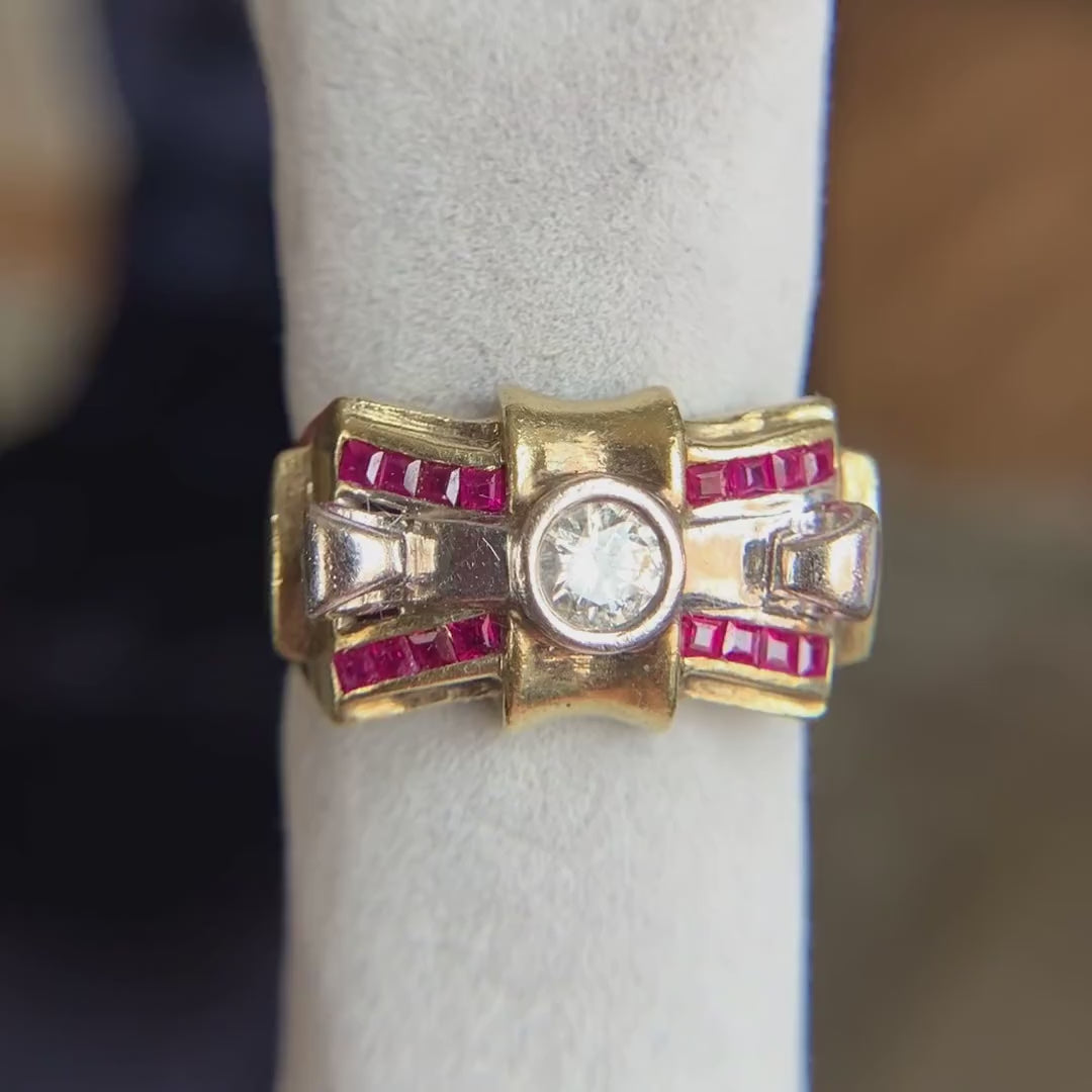 Retro Diamond & Ruby Ring, sold by Doyle & Doyle an antique and vintage jewelry boutique