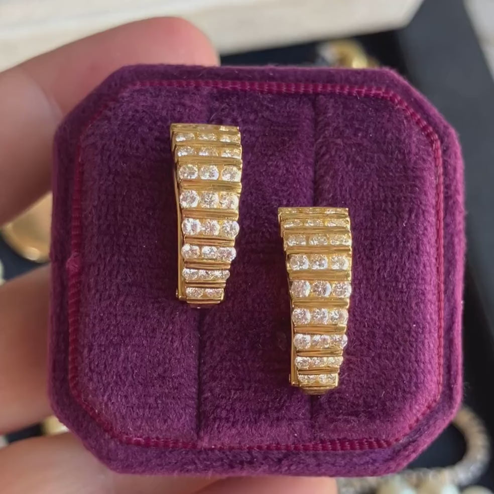 Vintage Diamond Gold Hoop Earrings, sold by Doyle & Doyle antique and vintage jewelry boutique