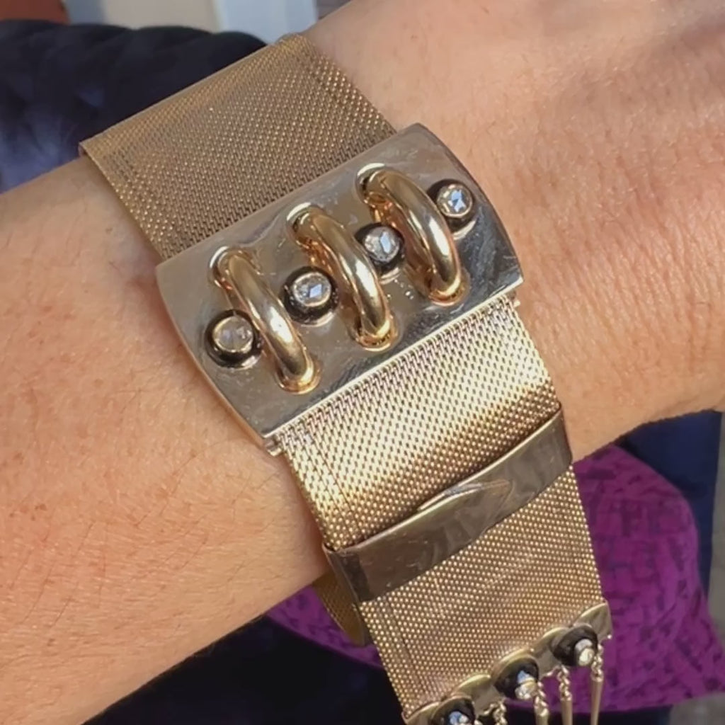 Victorian Diamond Jarretiere Fringe Bracelet sold by Doyle and Doyle an antique and vintage jewelry boutique