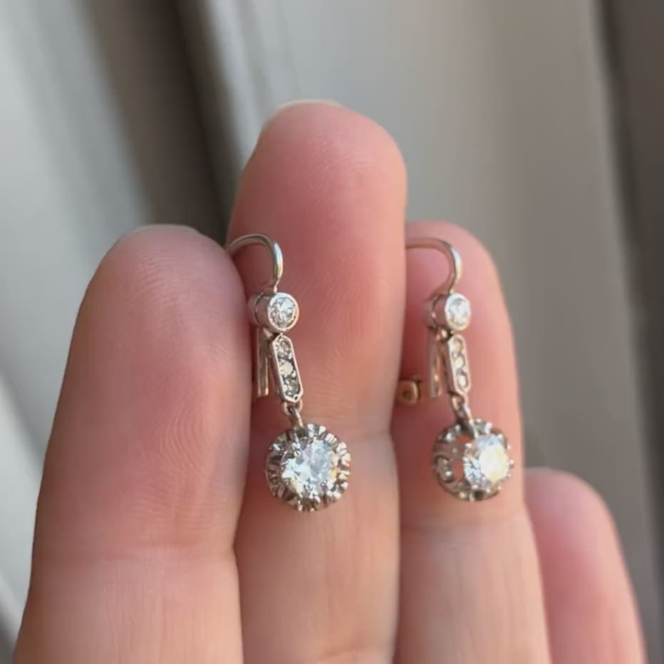 Antique Diamond Drop Earrings, sold by Doyle & Doyle antique and vintage jewelry boutique
