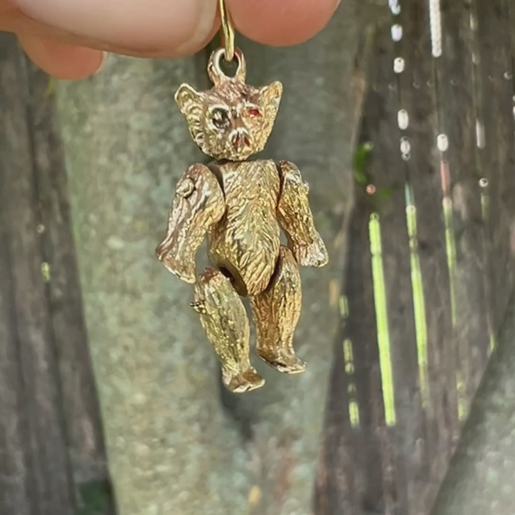 Vintage Movable Bear Charm sold by Doyle and Doyle an antique and vintage jewelry boutique