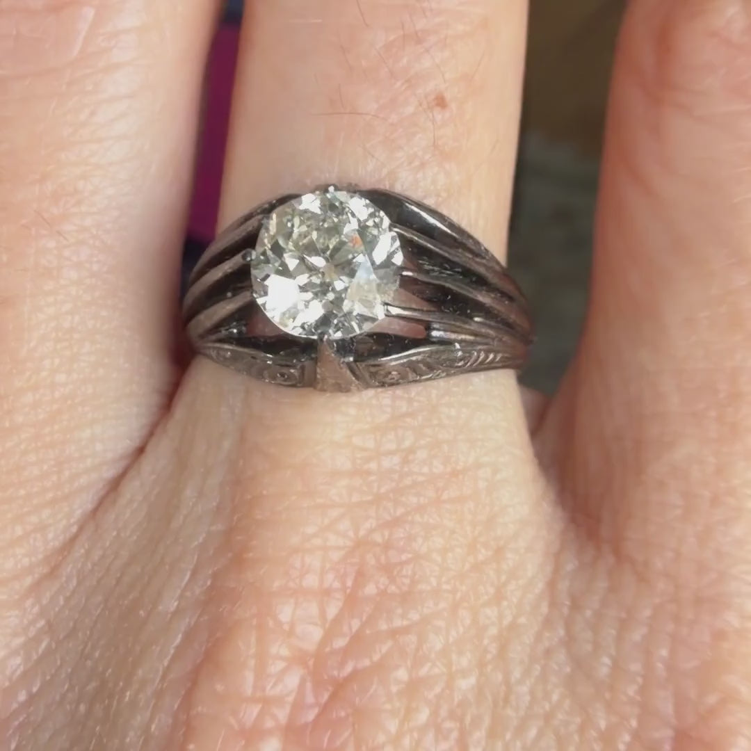 Art Deco Diamond Ring, Old Euro 2.10ct. sold by Doyle and Doyle an antique and vintage jewelry boutique