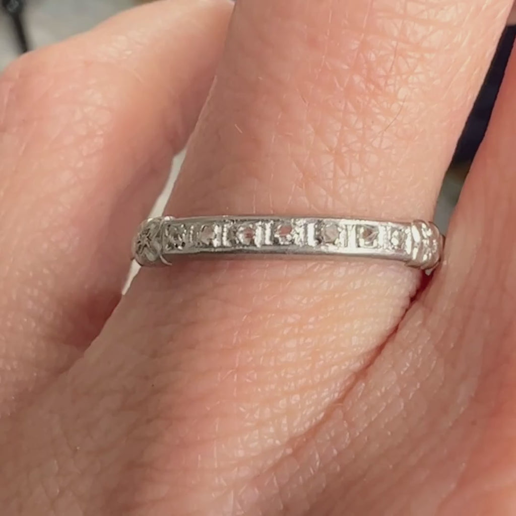 Vintage Diamond Wedding Band sold by Doyle and Doyle an antique and vintage jewelry boutique