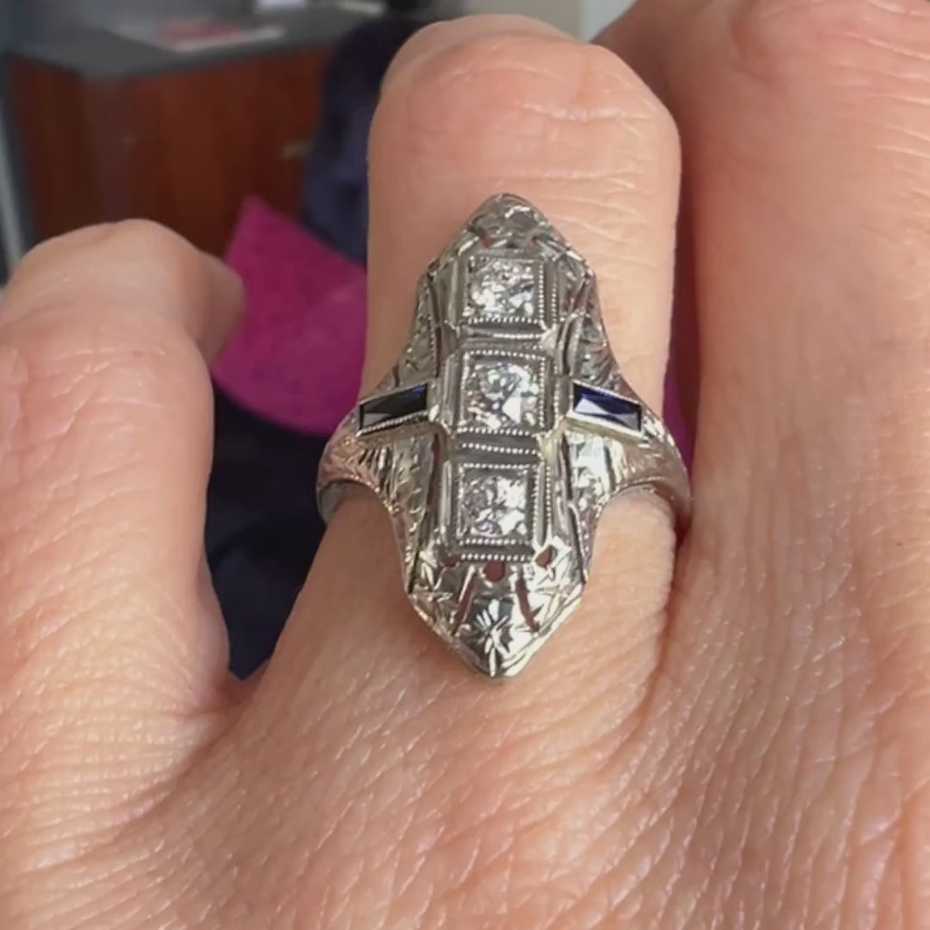 Art Deco Diamond Dinner Ring sold by Doyle and Doyle an antique and vintage jewelry boutique
