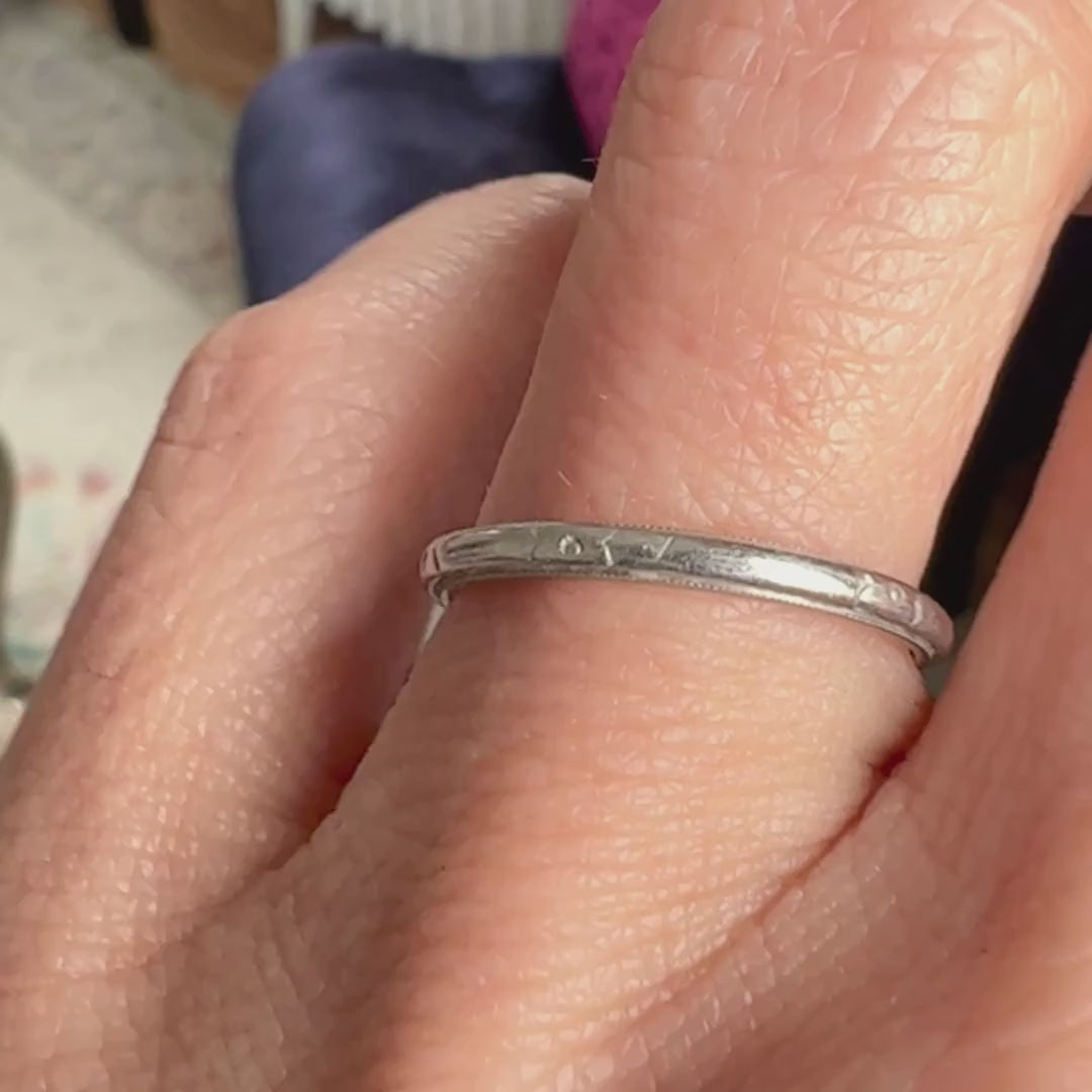 Vintage Patterned Wedding Band sold by Doyle and Doyle an antique and vintage jewelry boutique