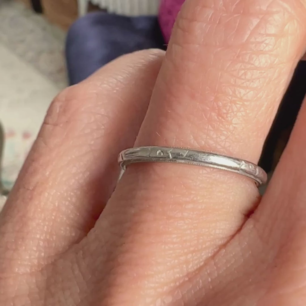 Vintage Patterned Wedding Band sold by Doyle and Doyle an antique and vintage jewelry boutique
