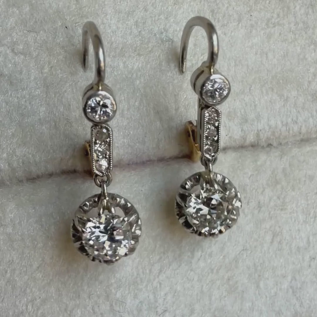 Antique Diamond Drop Earrings, sold by Doyle & Doyle antique and vintage jewelry boutique