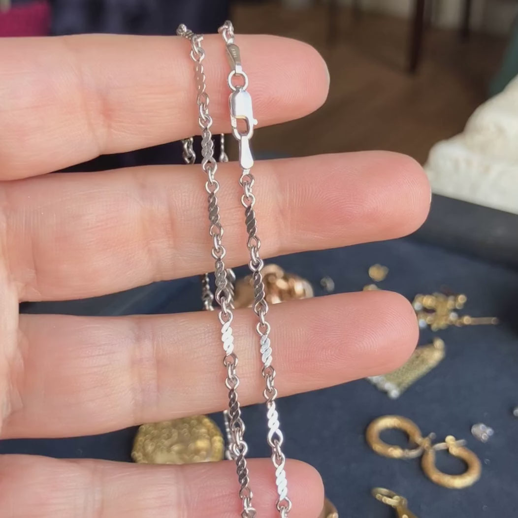 Vintage White Gold Fancy Link Chain Necklace, sold by Doyle & Doyle antique and vintage jewelry boutique