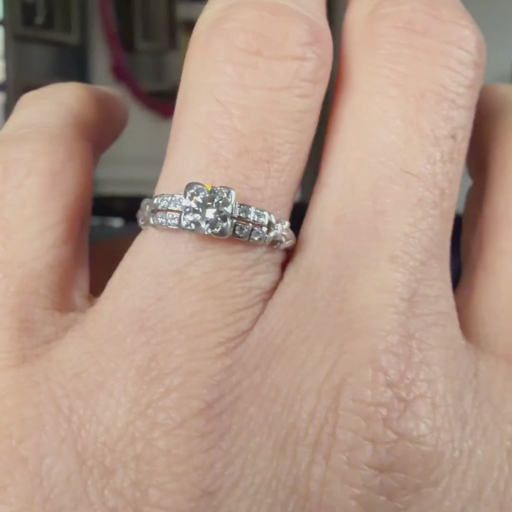 Art Deco Engagement Ring, Old Euro 0.45ct. sold by Doyle and Doyle an antique and vintage jewelry boutique