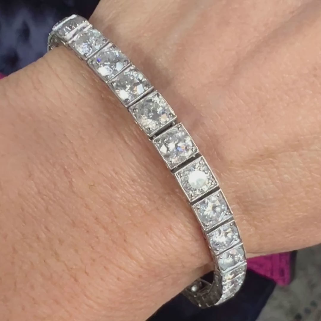 Vintage Diamond Straightline Tennis Bracelet sold by Doyle and Doyle an antique and vintage jewelry boutique