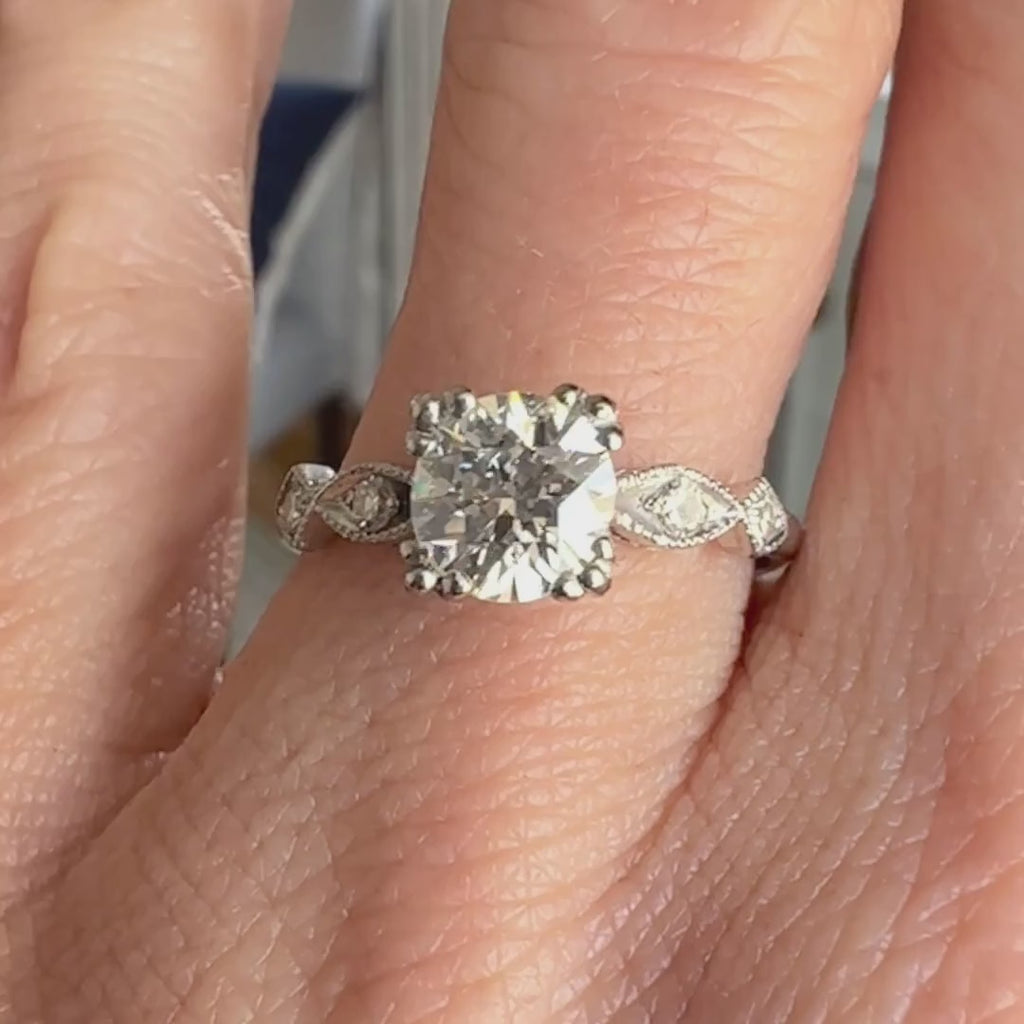 1940s Vintage Diamond Engagement Ring in platinum, from Doyle & Doyle antique and vintage jewelry boutique