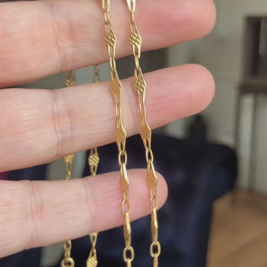Vintage Fancy Link Gold Chain Necklace, sold by Doyle & Doyle antique and vintage jewelry boutique