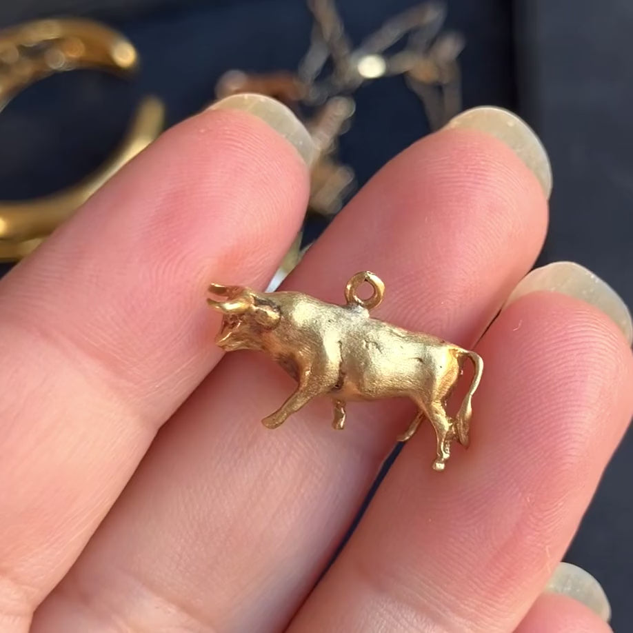Vintage Gold Bull Charm, from Doyle & Doyle antique and vintage jewelry boutique