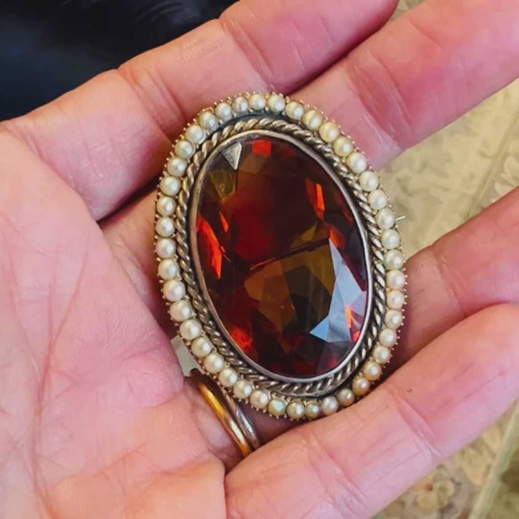 Victorian Citrine Pendant sold by Doyle and Doyle an antique and vintage jewelry boutique