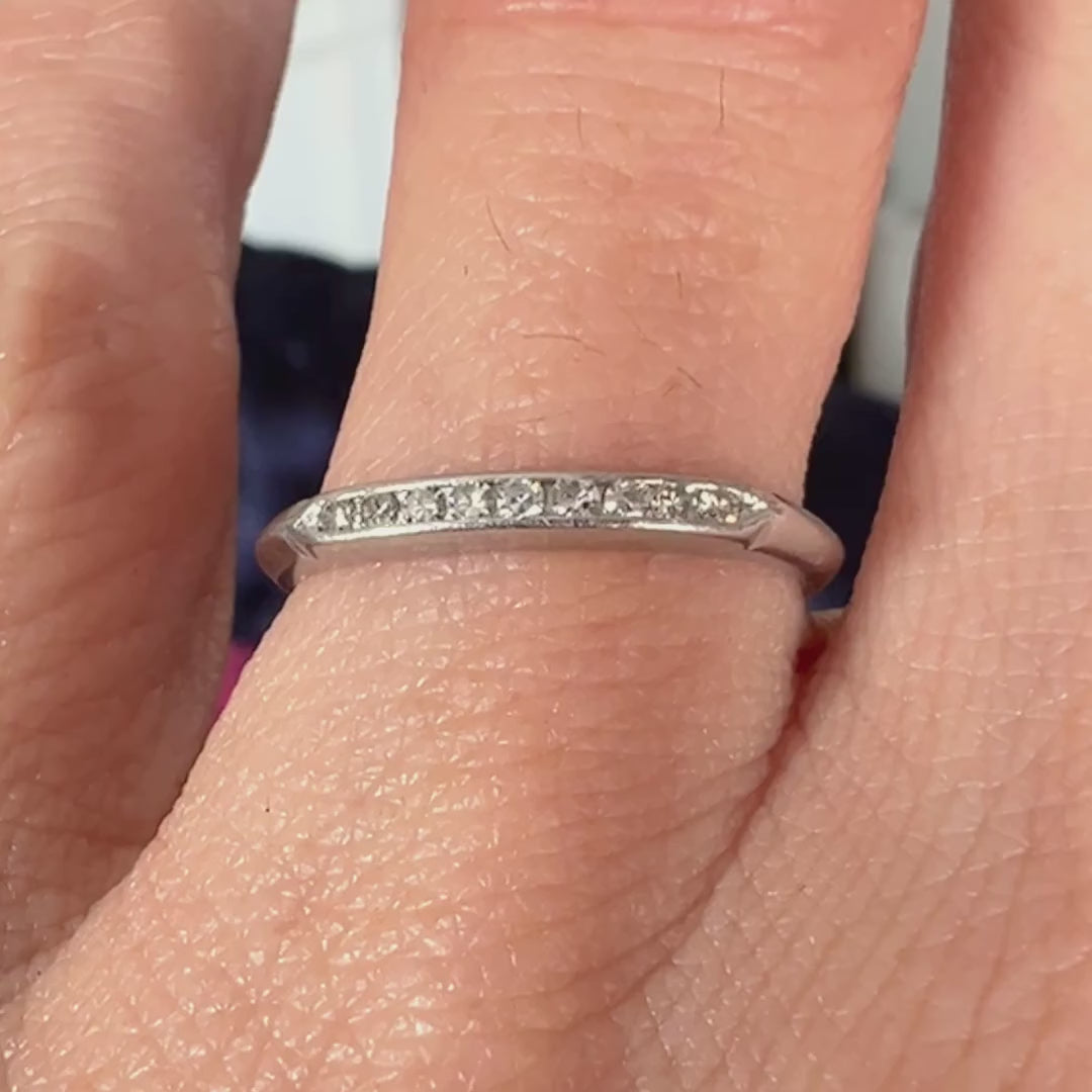 Vintage Diamond Wedding Band sold by Doyle and Doyle an antique and vintage jewelry boutique