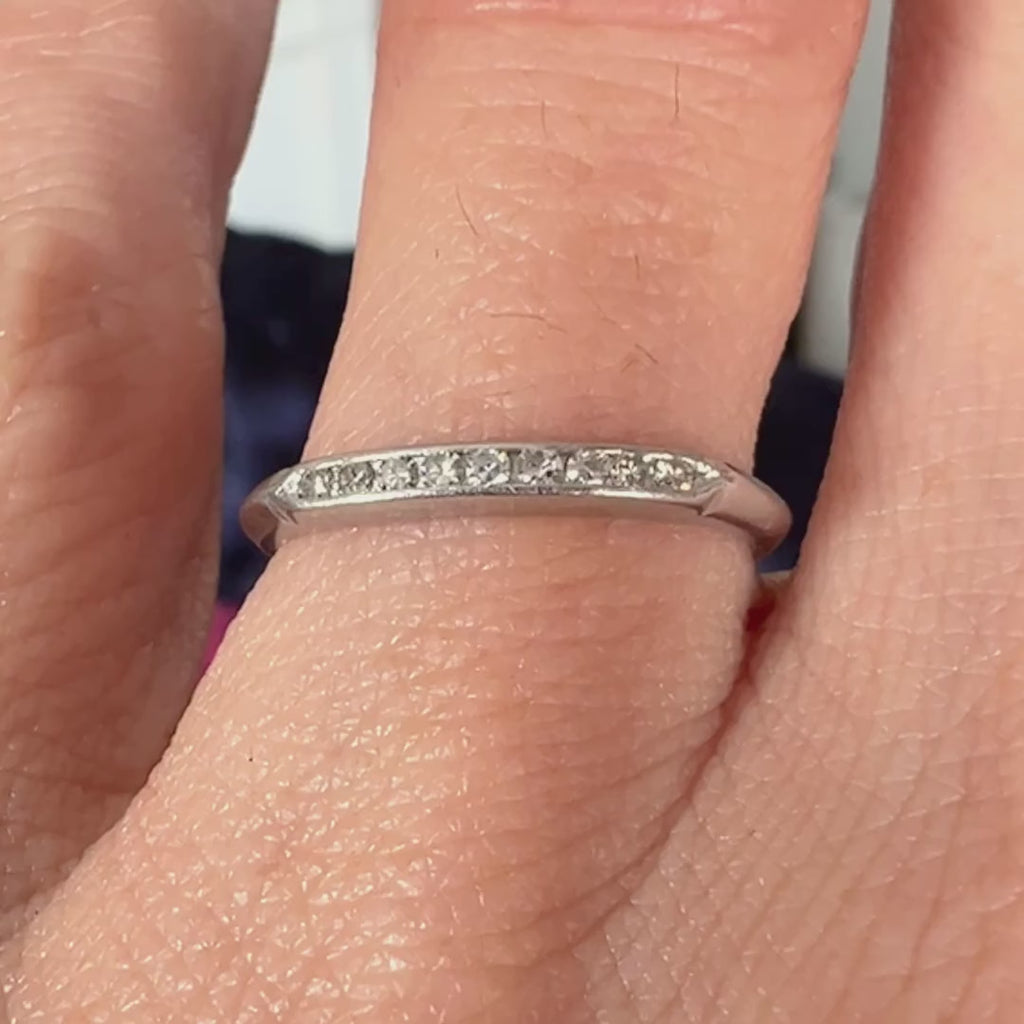 Vintage Diamond Wedding Band sold by Doyle and Doyle an antique and vintage jewelry boutique