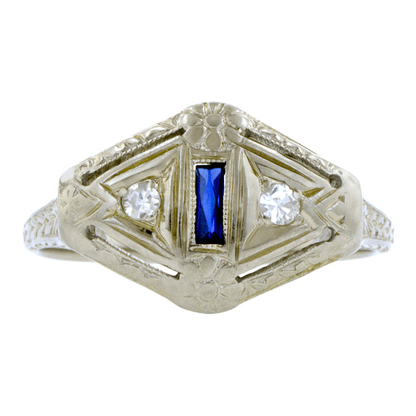 Art Deco Diamond & Sapphire Ring:: Doyle & Doyle