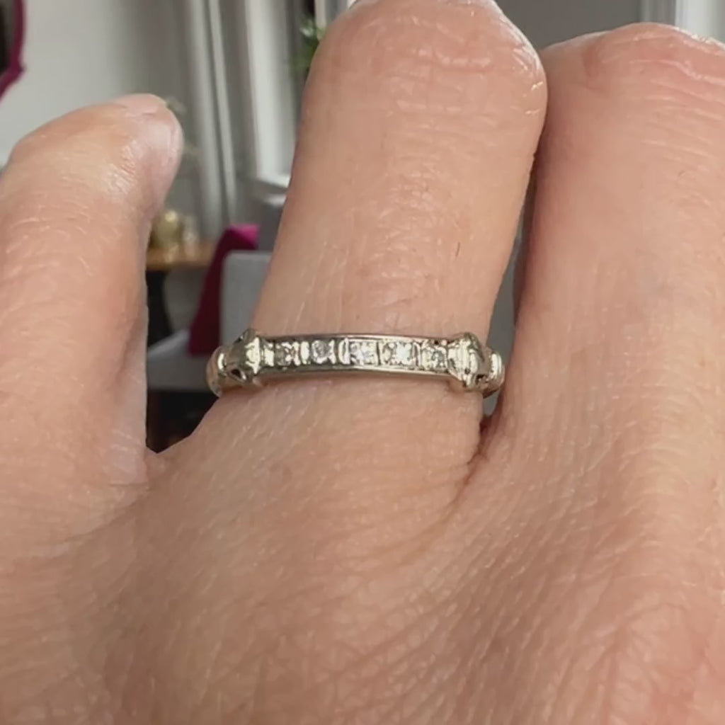 Vintage Diamond Wedding Band sold by Doyle and Doyle an antique and vintage jewelry boutique