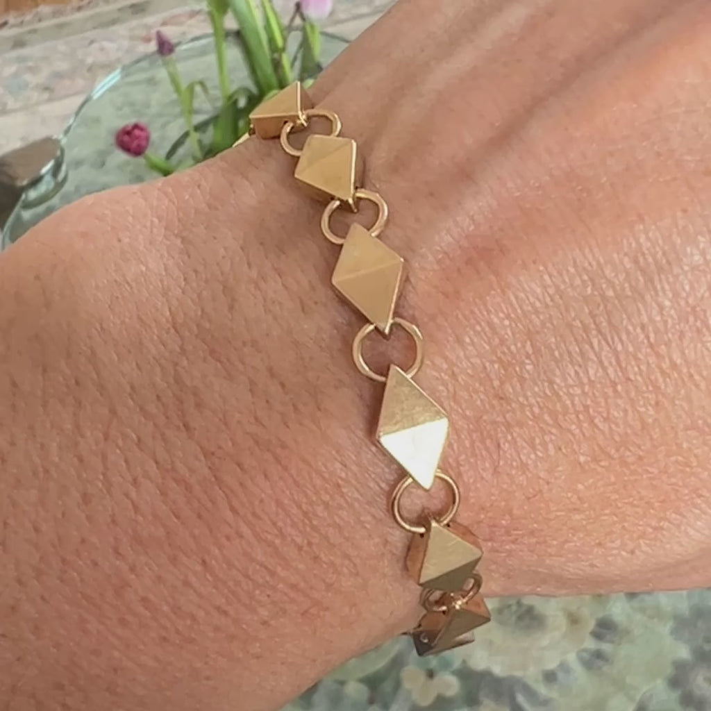 Vintage Geometric Link Bracelet sold by Doyle and Doyle an antique and vintage jewelry boutique