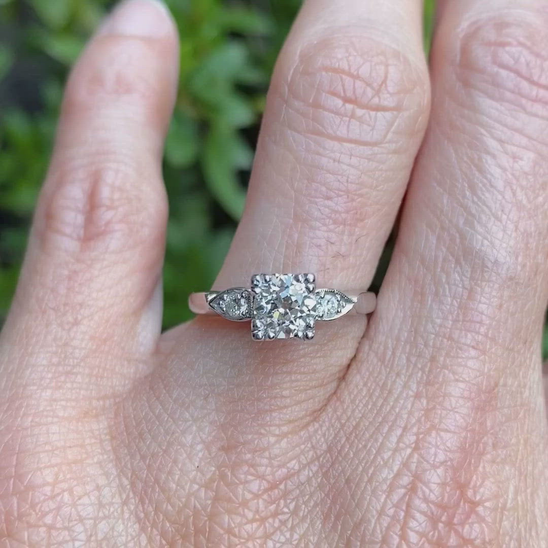 Vintage Engagement Ring, Old Euro 0.85ct. sold by Doyle and Doyle an antique and vintage jewelry boutique