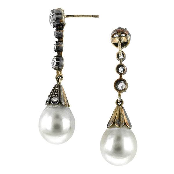 Antique Pearl & Diamond Earrings:: Doyle & Doyle