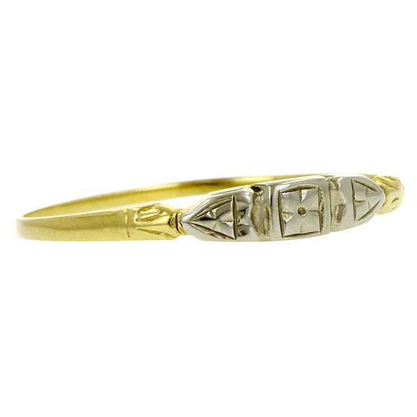 Vintage ring: a Yellow & White Gold Wedding Band sold by  Doyle & Doyle vintage and antique jewelry boutique.
