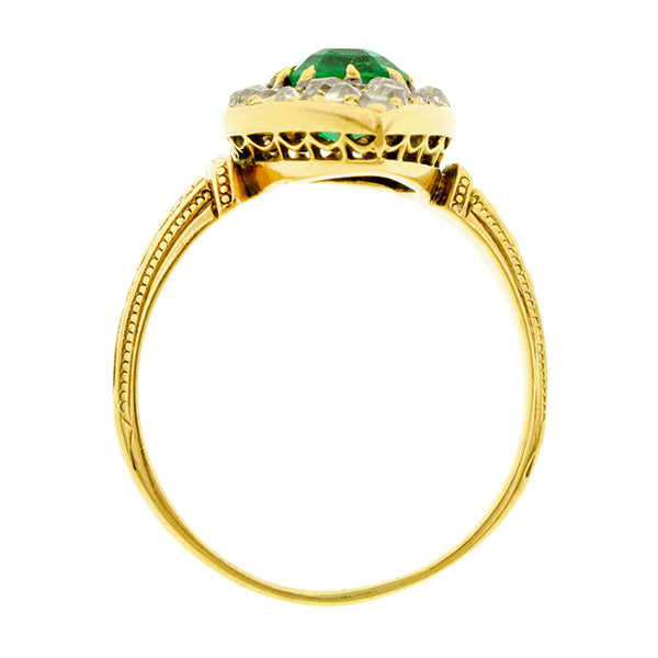 Antique Emerald & Diamond Navette Ring:: Doyle & Doyle