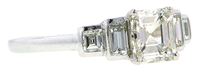 Asscher .85ct (HSI1) & Baguette Diamond Platinum Engagement Ring
