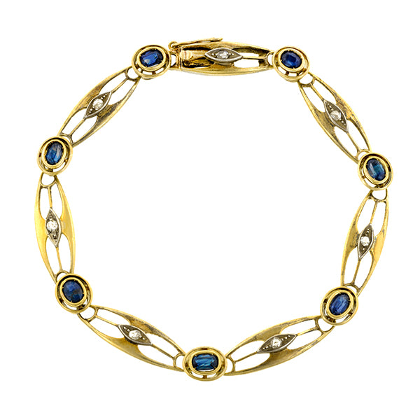 Antique Sapphire & Diamond Link Bracelet : Doyle & Doyle