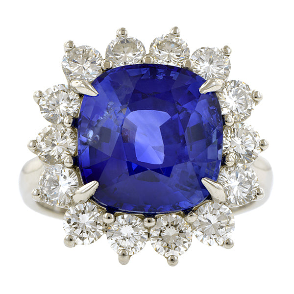 Sapphire & Diamond Cluster Ring :: Doyle & Doyle