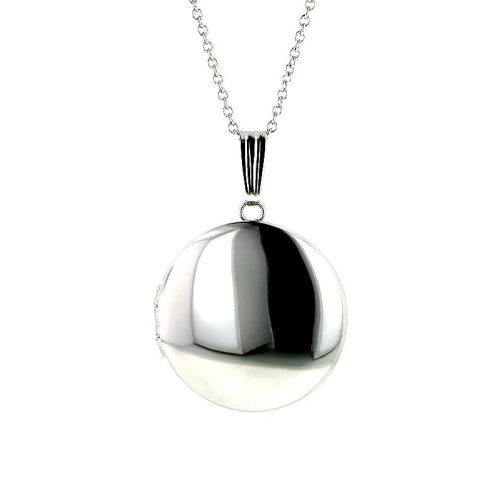 Classic round white gold locket in 14k white gold from Doyle & Doyle.