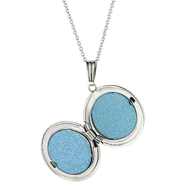 Classic round white gold locket in 14k white gold from Doyle & Doyle.
