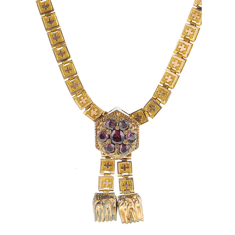 Victorian Garnet Set Slide Necklace