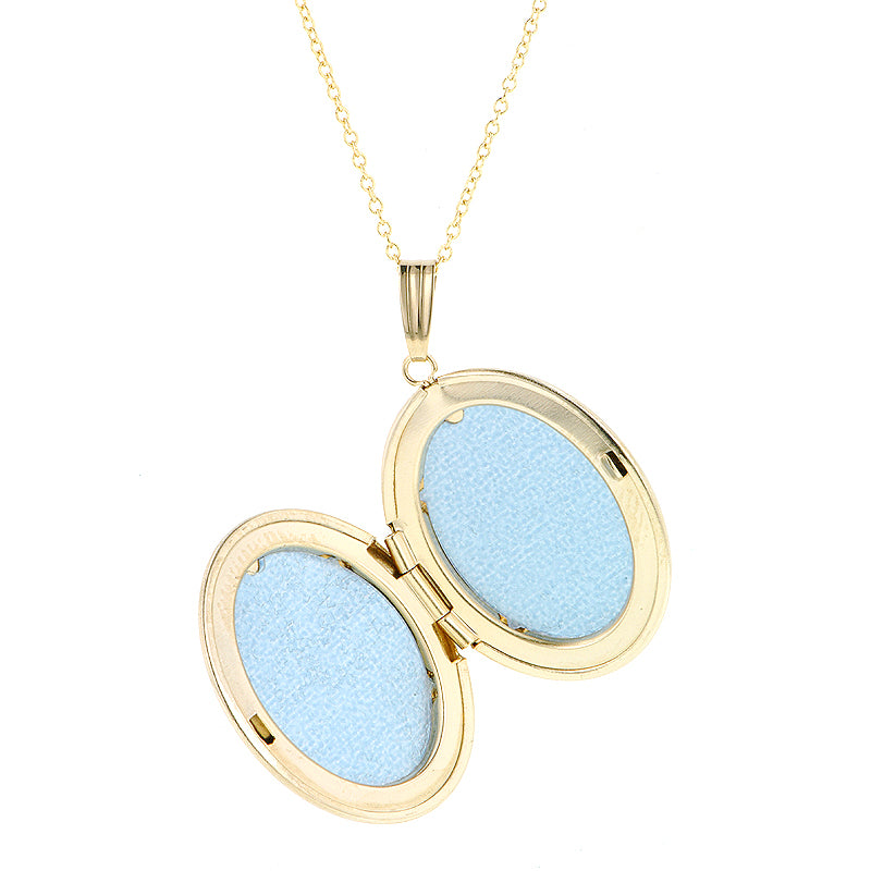 Oval Diamond Set Engraved Star Locket sold by Doyle & Doyle an antique & vintage jewelry boutique.