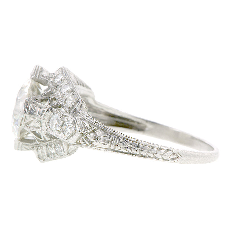 Art Deco TRB 1.60ct Diamond Platinum Engagement Ring
