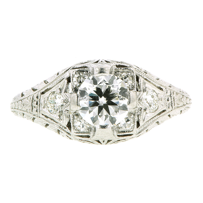 Art Deco TRB .65ct Platinum Engagement Ring