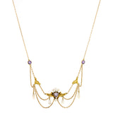 Antique Art Nouveau Amethyst & Pearl Festoon Necklace, from Doyle & Doyle antique and vintage jewelry