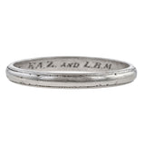 Vintage ring: a Platinum Patterned Wedding Band sold by Doyle & Doyle vintage and antique jewelry boutique.
