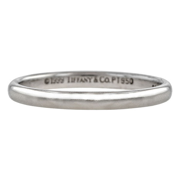 Estate Tiffany ring: a Platinum 2.0mm Wide Half Round Wedding Band sold by Doyle & Doyle vintage and antique jewelry boutique.