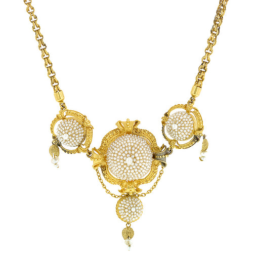 Antique Early Victorian Seed Pearl Necklace, from Doyle & Doyle vintage and antique jewelry
