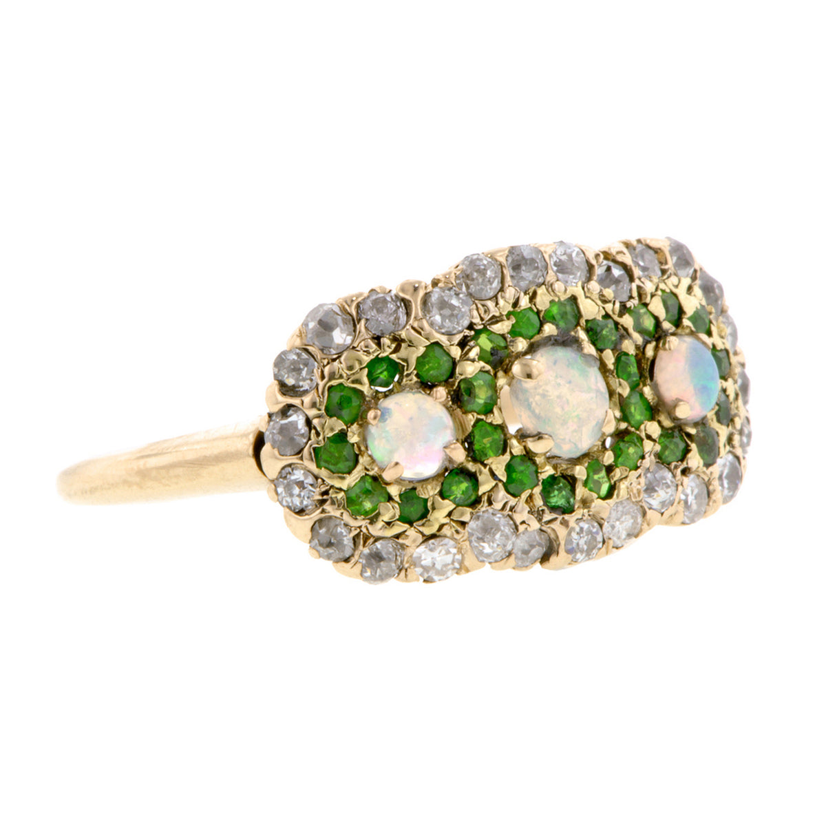 Antique Opal Demantoid & Diamond Ring