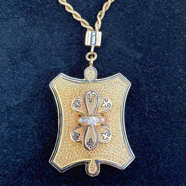 Victorian Diamond Taille d'Epergne Enamel  Locket from Doyle&Doyle