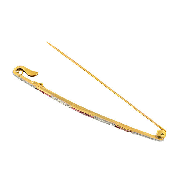 Art Deco Ruby & Diamond Bar Pin