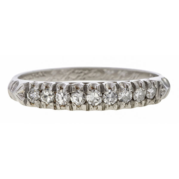 Vintage ring: a Platinum Single Cut Diamonds Wedding Band sold by Doyle & Doyle vintage and antique jewelry boutique.