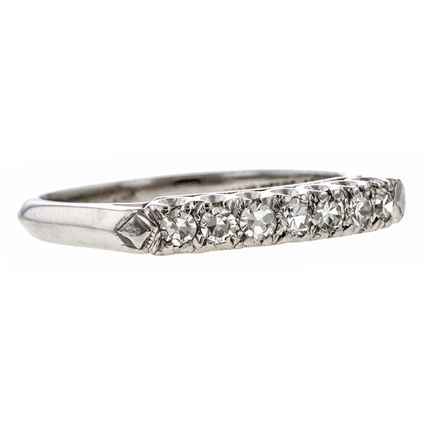 Vintage ring: a Platinum Wedding Band With Single Cut Diamonds sold by Doyle & Doyle vintage and antique jewelry boutique.