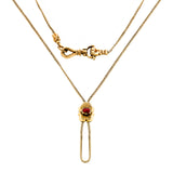 VictorianVictorian Long Chain with Garnet Slide sold by Doyle and Doyle an antique and vintage jewelry boutique Long Chain with Garnet Slide