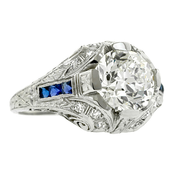Art Deco Diamond Engagement Ring, Circular Brilliant 2.20ct